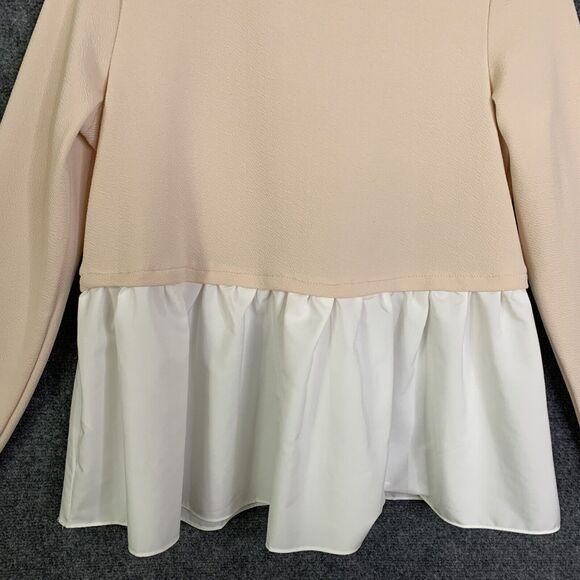 Hope Pullover 1 Pc Sweater & Shirt Ruffle Elastic Neck Nude Pink Babydoll Sz 8 - Picture 3 of 11